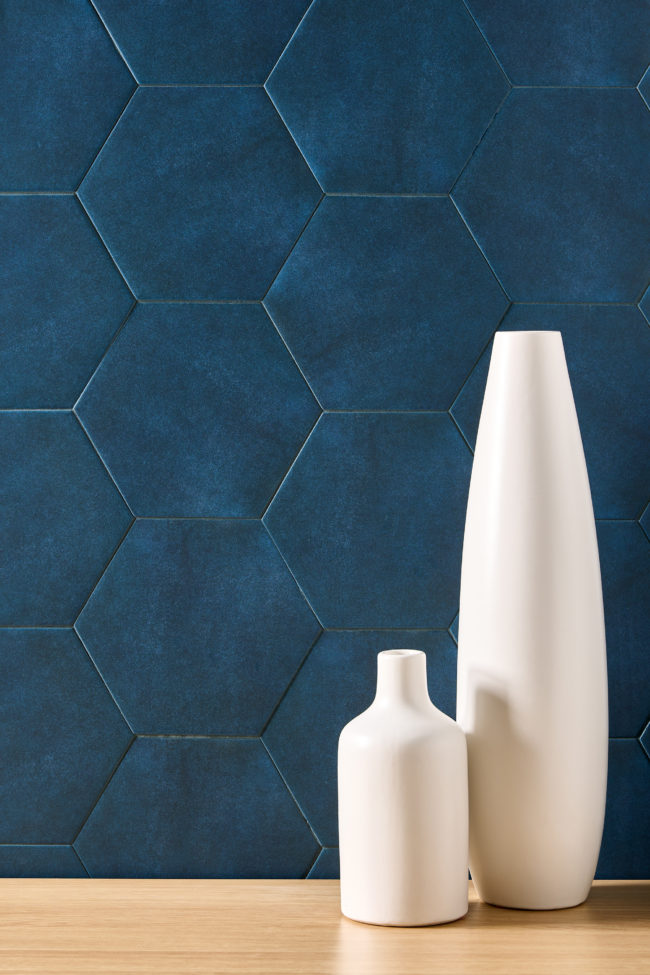 Sio Solid Navy Hexagon Matte Wall Tile