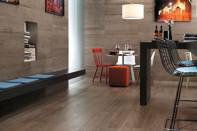 Wood Look Porcelain Plank Restaurant Floor