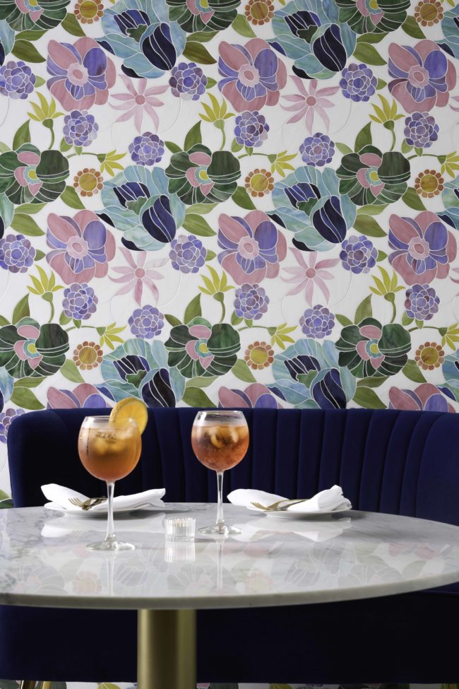 Hospitality Restaurant, Aperol Spritz, Botanicus Bloom Multi Art Glass mosaic